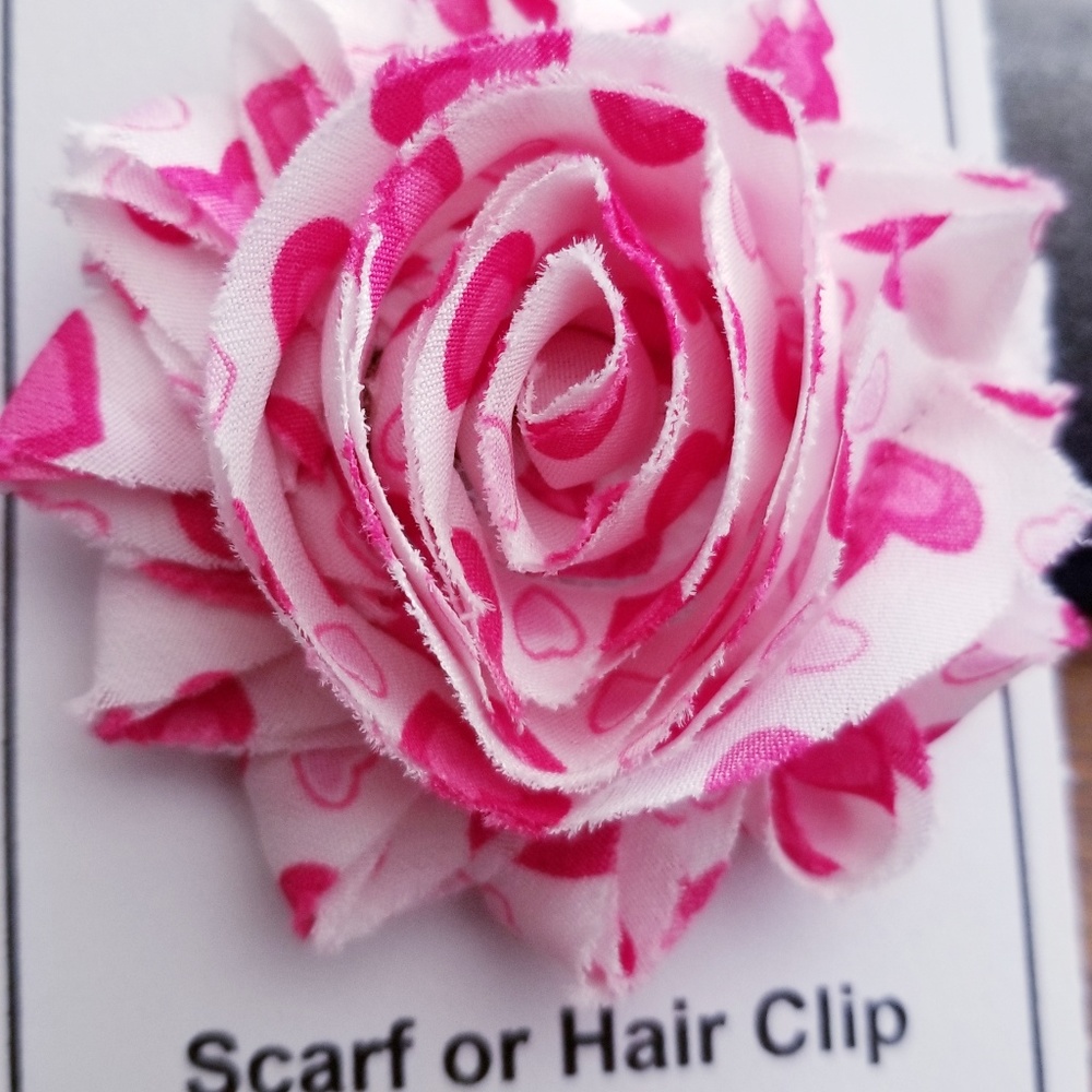Shabby Rose Flower Scarf Clip or Hair Clip pink